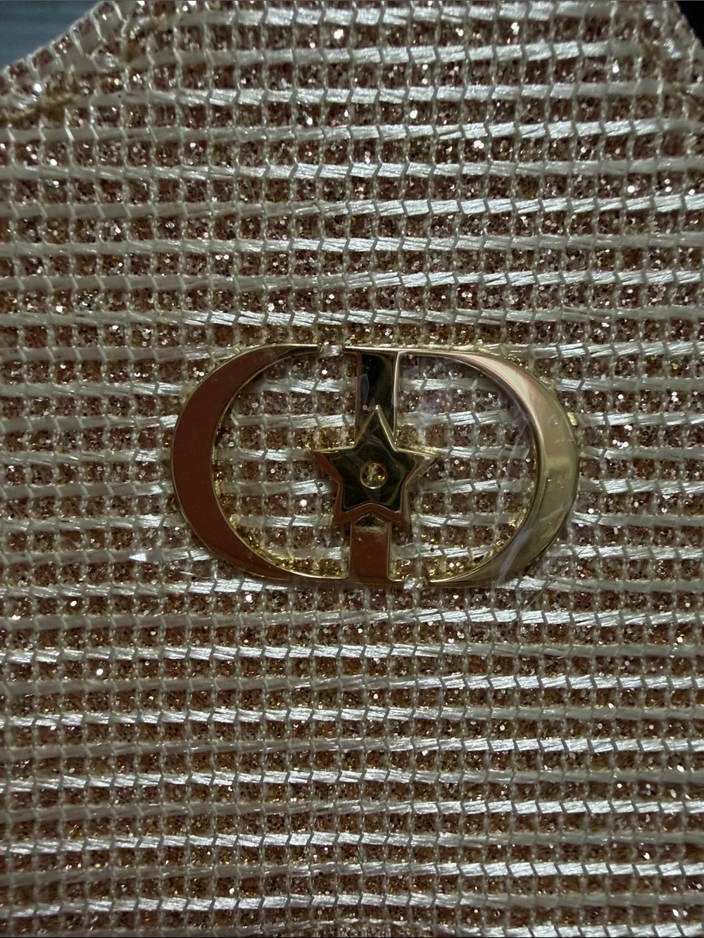 Christian Dior Star Shaped Glitter Gold Zip Around Make Up Case